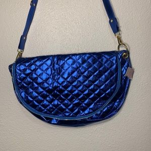 Amrita Singh Metallic Messenger Bag Blue